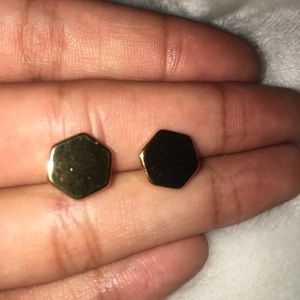 Hexagon gold earrings